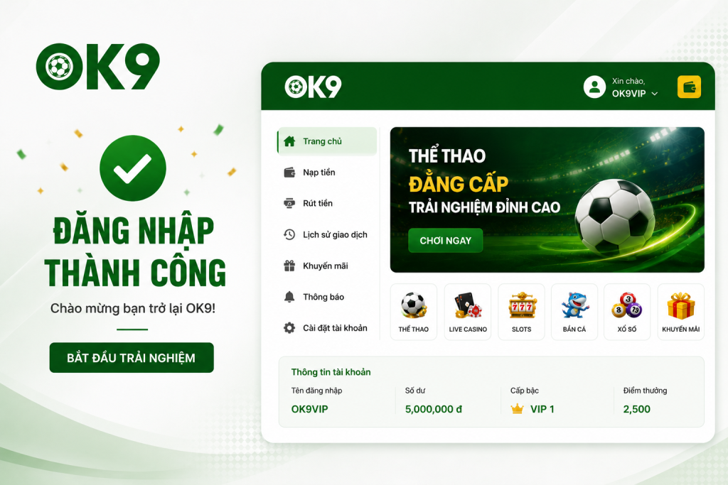 Thông báo đăng nhập thành công hoặc giao diện tài khoản sau khi truy cập